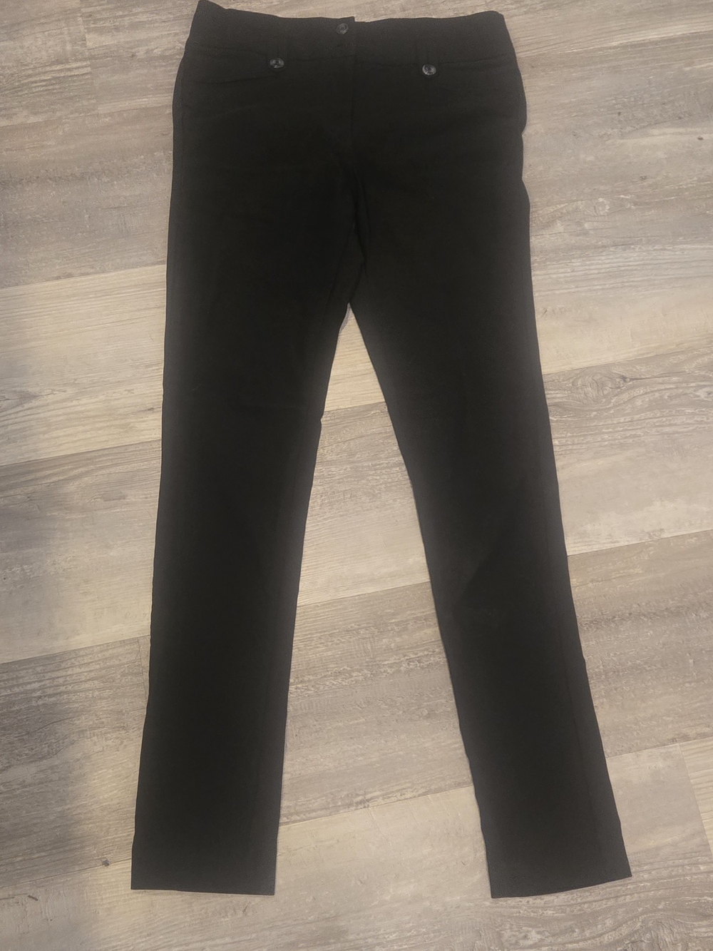 Have Black Skinny Pants with Button-Trim Waist